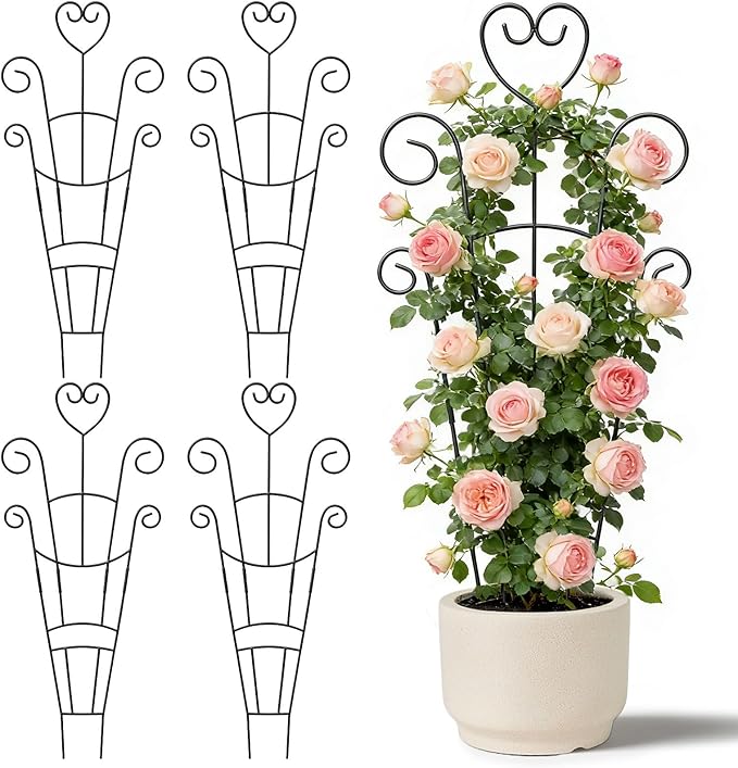 30 Inch Plant Trellis for Climbing Plants Indoor, Outdoor Metal Garden Trellis by OYOEETD