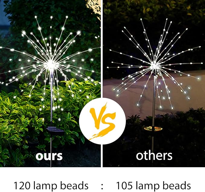 Solar Garden Firework Lights Outdoor Waterproof, 2 Pack Solar Powered Art Stake - Image 5