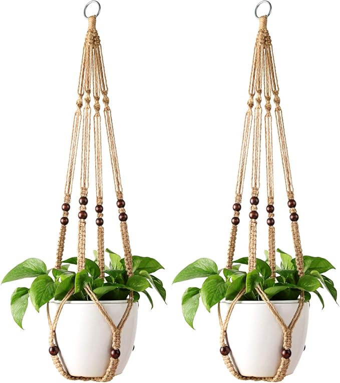 Mkono Macrame Plant Hanger Indoor Jute Hanging Planter Basket by Mkono