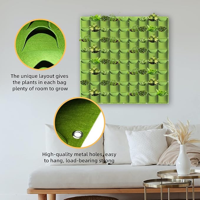 LITLANDSTAR Hanging Vertical Wall Planter, 72 Pockets, 100cm x 100cm, - Image 4