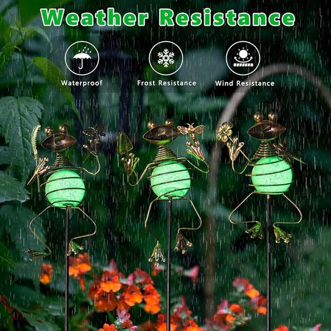 3 Pack Decorative Garden Stakes, Frog Waterproof Metal Spring Decor, Outdoor - Image 5