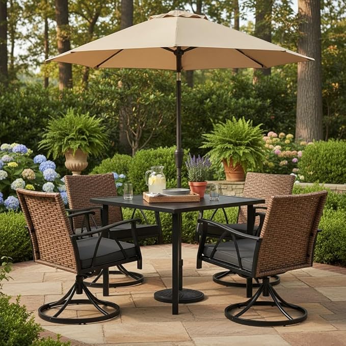 5-Piece Patio Dining Set for 4，Outdoor Dining Set by Andehomy