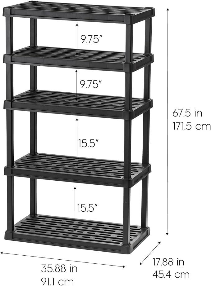 IRIS USA 5-Shelf Heavy Duty Plastic Storage Shelves, 750lb Capacity, Large - Image 3
