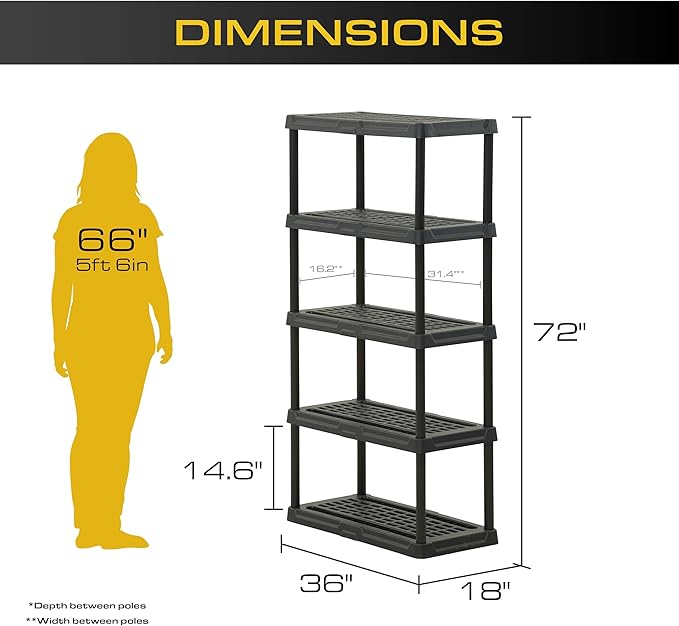 CX 5-Tier Heavy Duty Plastic Storage Shelves that Support up to 150lbs/shelf - Image 2