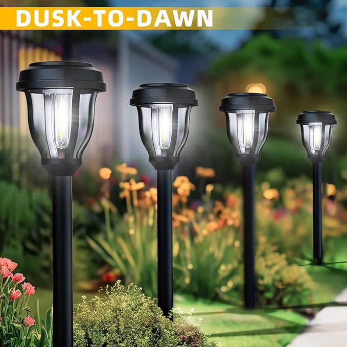 DERAYSION 12 Pack Solar Lights Outdoor, Solar Pathway Lights Auto On/Off - Image 4
