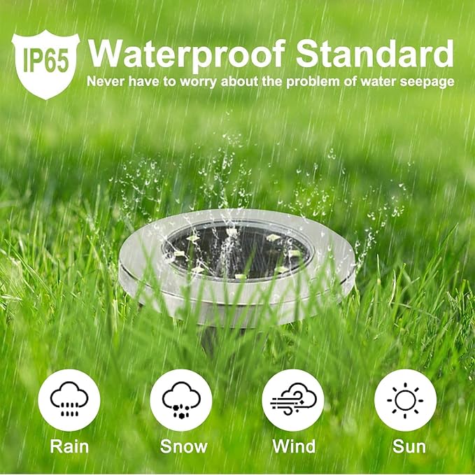 4.6 Inch Diameter Solar Ground Lights, Waterproof Solar Garden Lights, Outdoor - Image 3