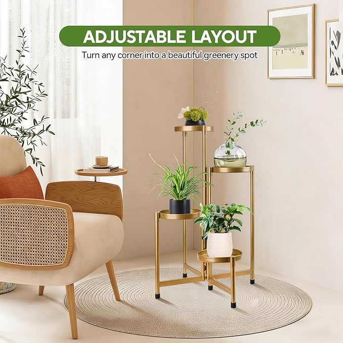 4 Tier 31 Inch Plant Stand Indoor Outdoor, Metal Plant Shelf Waterproof - Image 7