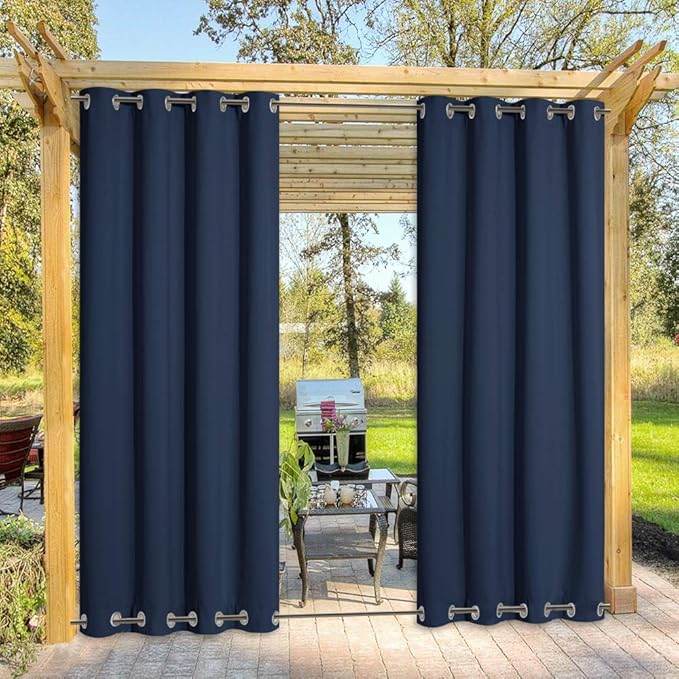 NICETOWN Outdoor Curtain for Patio Waterproof Extra Long 120", Windproof by NICETOWN