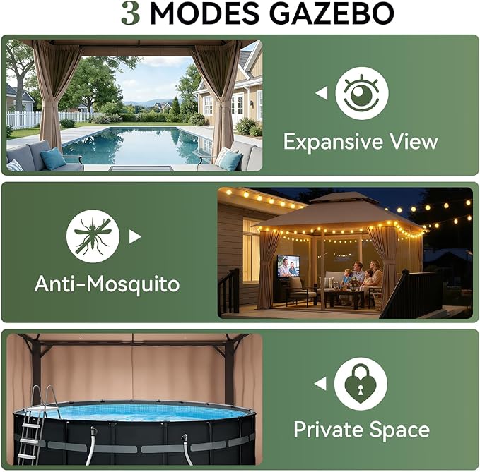 Aoxun 10x10 Outdoor Gazebo - Image 6