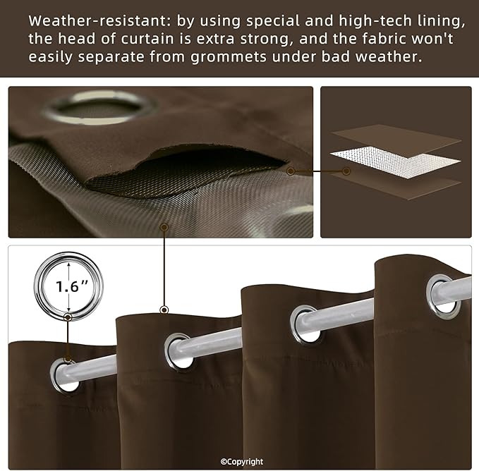 DIVA EN CAMINO DEC Outdoor Patio Curtain Waterproof Darkening Thermal Insulated - Image 3