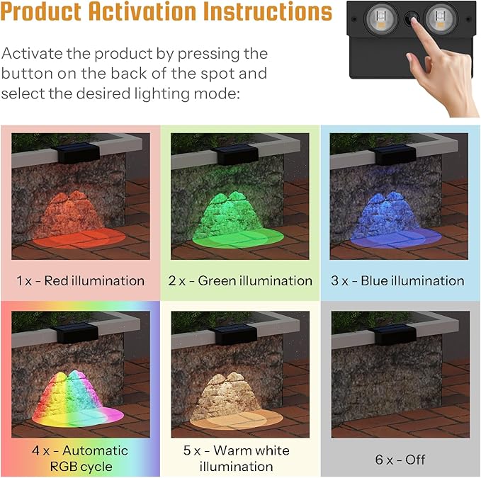 8-Pack Multi-Color Solar Spotlights - Image 3