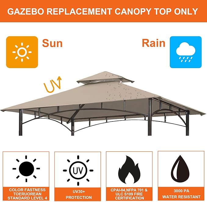 Eurmax USA High Performance Grill Gazebo Canopy Replacement Cover 5x8 BBQ - Image 4