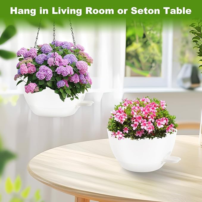 10 inch Hanging Planters for Indoor Plants, 3 Pack Self-Watering Hanging - Image 8