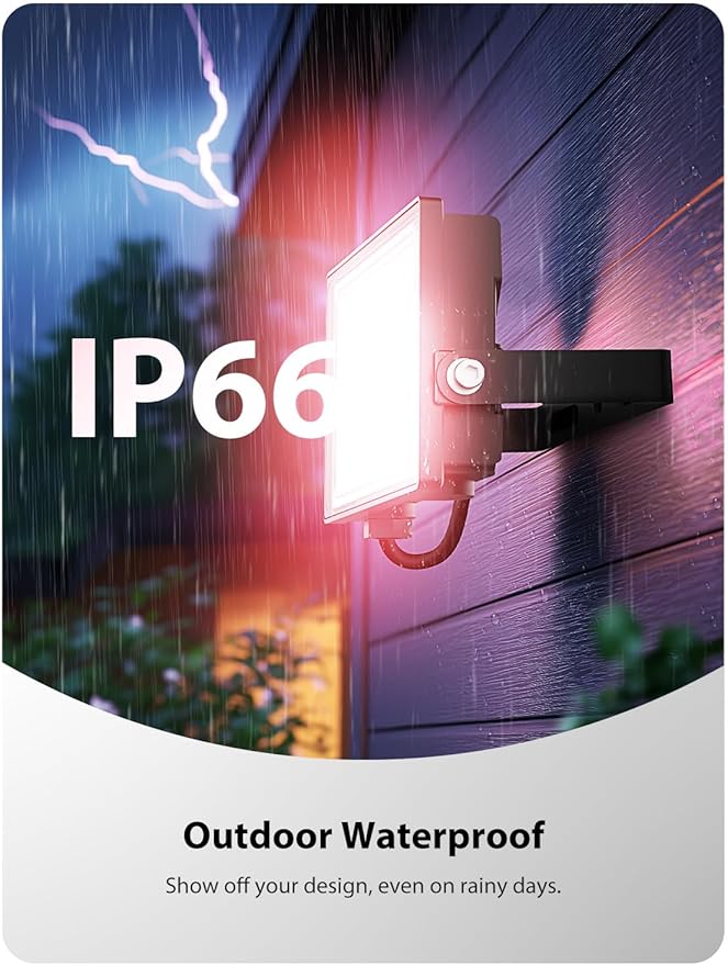 Onforu LED Flood Light Outdoor 300W Equivalent, 30W Color Changing RGBW - Image 7
