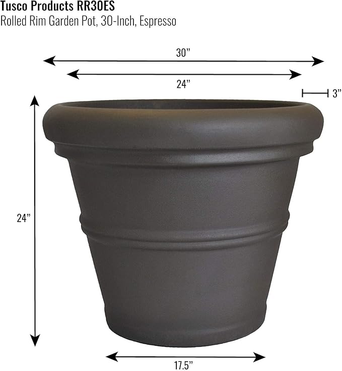 Tusco Products RR30ES Classic Rolled Rim Garden Planter - Image 2