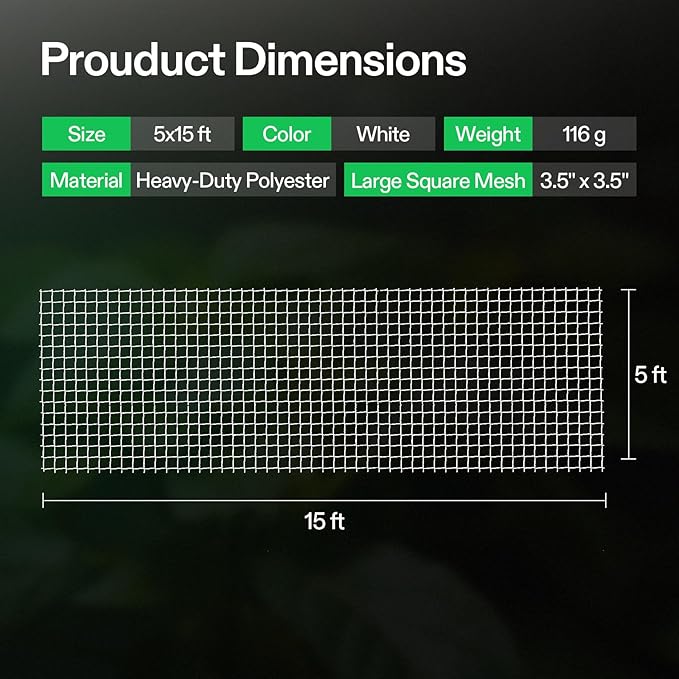 VIVOSUN 5 x 15 ft. Plant Trellis Netting, Heavy-Duty Polyester Grow Net - Image 6