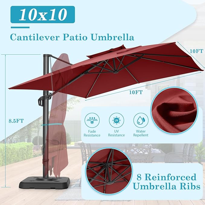 HOTEEL10x10ft Patio Umbrella Cantilever Umbrellas - Image 6