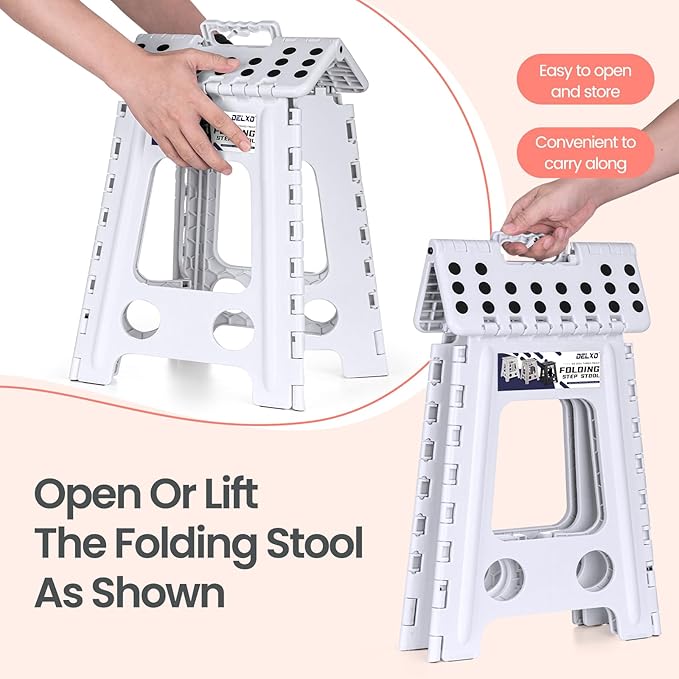 Delxo 16 Inch Folding Step Stool, Portable Collapsible Step Stool - Image 5