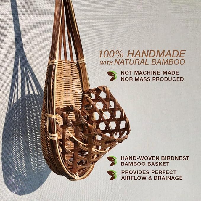 Handmade 100% Thai Bamboo Hanging Orchid Basket – 4 Inch Set of 6 - Image 2