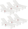 SERWALL Outdoor Chaise Lounge Set of 6, HDPE Pool Lounge Chair by SERWALL