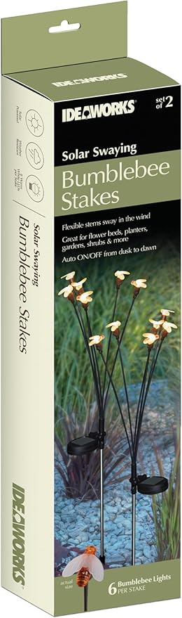 Ideaworks Solar Swaying Bumblebee Stakes Set of 2 - Image 4