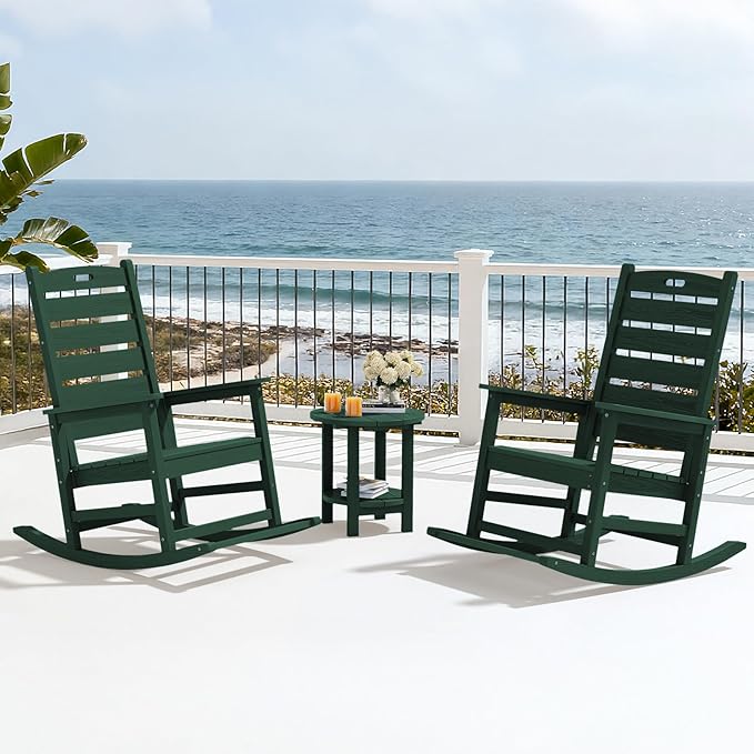 SERWALL Outdoor Rocking Chair Set of 4, Oversized HDPE Patio Rocking Chair - Image 10