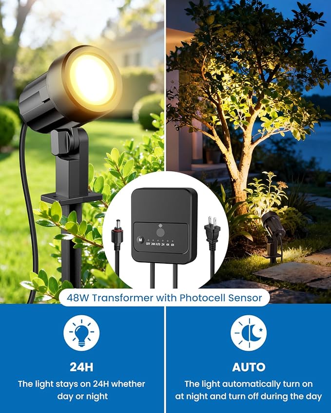 ZZXX All-in-One LED Landscape Lighting Kit, 2700K Waterproof Outside Spotlights - Image 4