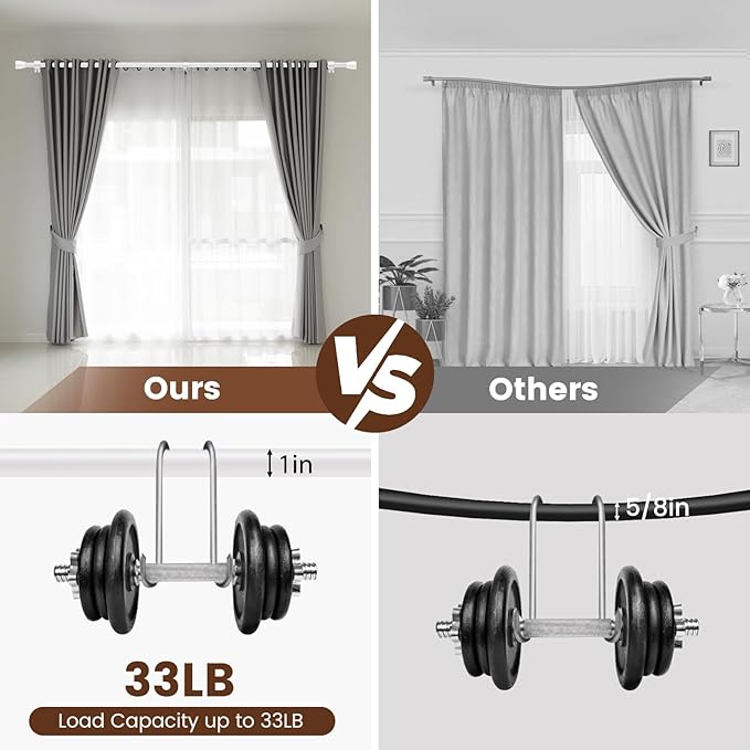 1” Diameter Curtain Rods Itself is 30 to 90 inch 1 Pack Fit 30-84 inch Window - Image 4