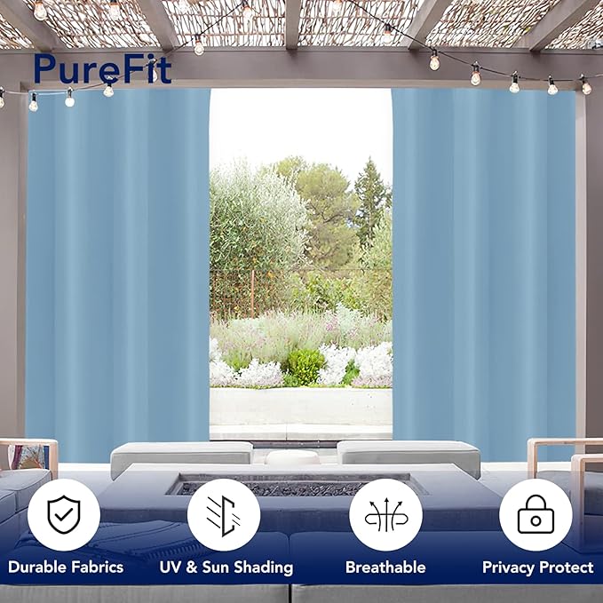 PureFit Outdoor Curtains for Patio Waterproof Weatherproof, UV Resistant - Image 3