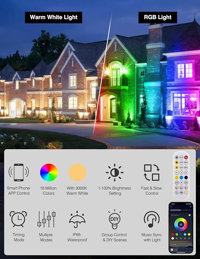 Spot Lights Outdoor, Smart RGBW LED Color Changing Landscape Lights - Image 3