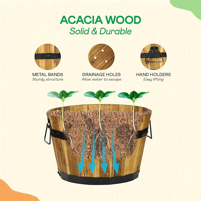 Idzo Set of 3 Wooden Flower Planters - Image 6