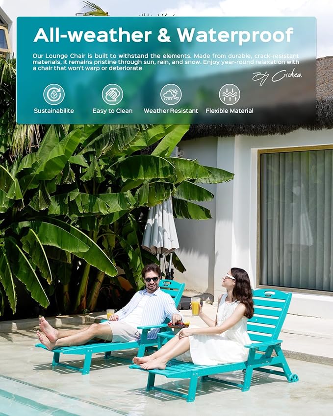 Outdoor Chaise Lounge Chair Set of 2, Patio Lounge Chairs - Image 8