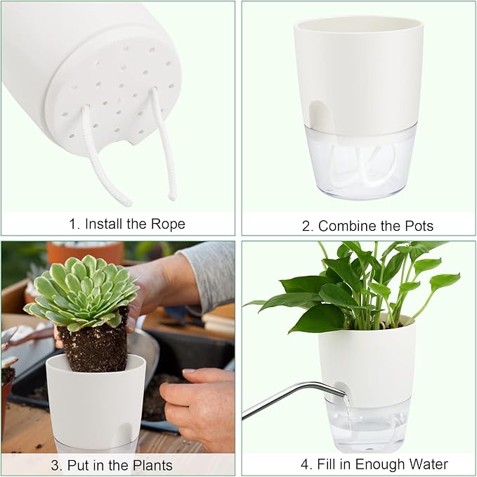 ShineMe Self Watering Pots, 5 Pack Self Watering Planters - Image 5