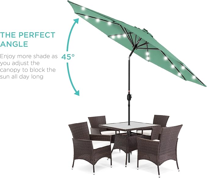 Best Choice Products 10ft Solar Polyester LED Lighted Patio Umbrella w/Tilt - Image 2