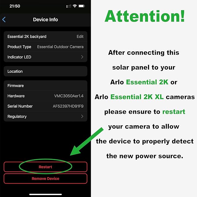 Solar Panel for Arlo Essential/XL Spotlight Cam, Essential 2K/2K XL, - Image 3