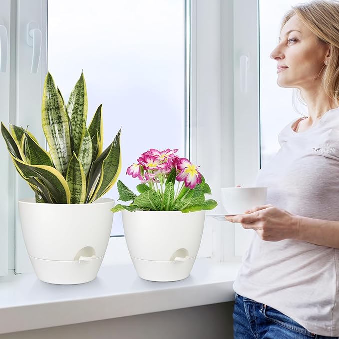 Plant Pots 12/10/9 Inch Self Watering Pots, Plastic Flower Pots, Nursery - Image 6