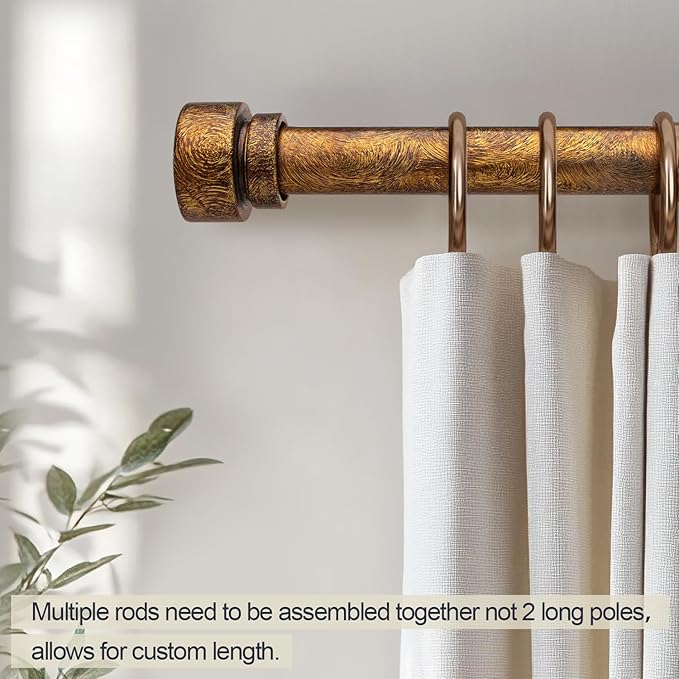 2 Pack Retro Gold Curtain Rods Set - Image 3