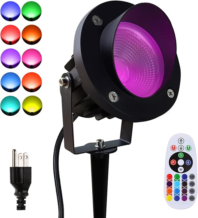 Color LED Spotlight Outdoor 120V 25W, Durable Landscape Spot Light by DOBELAY-BackyardAmbianceCreator