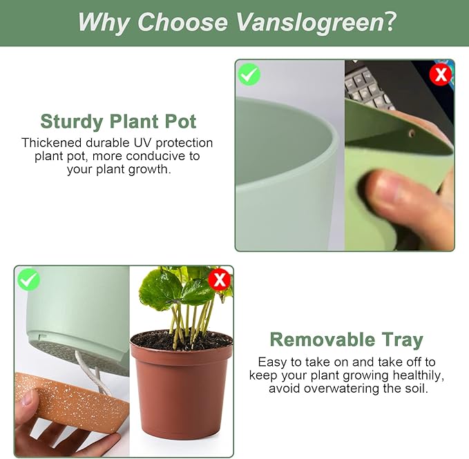 Planters for Indoor Plants, 10/9/8 Inch Self Watering Plant Pots - Image 5