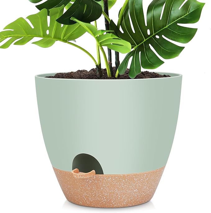 12 inch Large Self Watering Plant Pots, Flower Pots Planters by AFamilyofGardenLovers