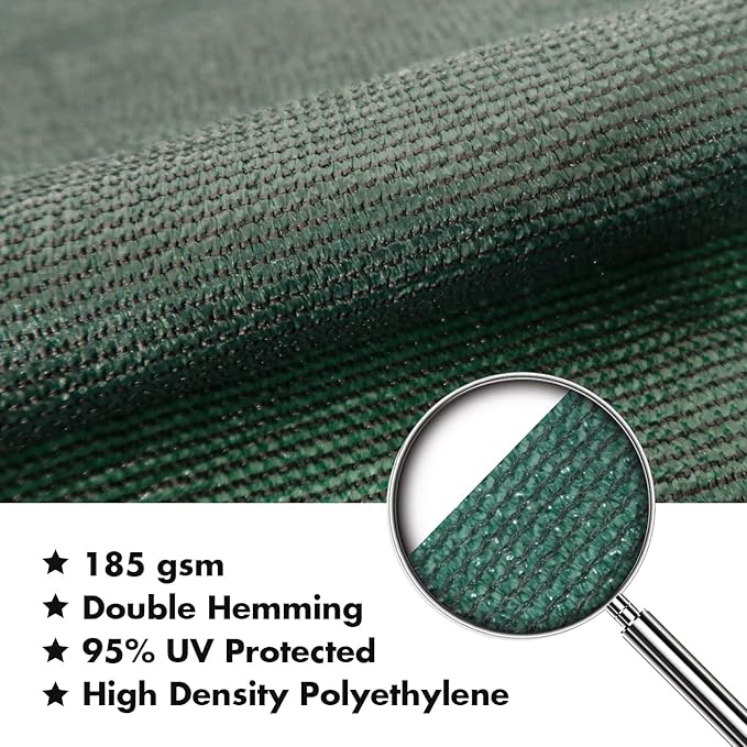 KANAGAWA 8'X12' Dark Green Custom Size Sun Shade Sail Rectangle UV Block Canopy - Image 4