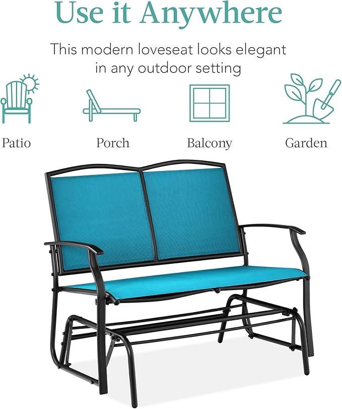 Best Choice Products 2-Person Outdoor Patio Swing Glider Steel Bench Loveseat - Image 7