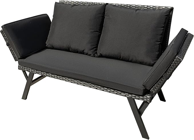 Greesum Outdoor Sofa, Woven Rattan Patio Furniture, Convertible Daybed or by BuynowfromGreesum