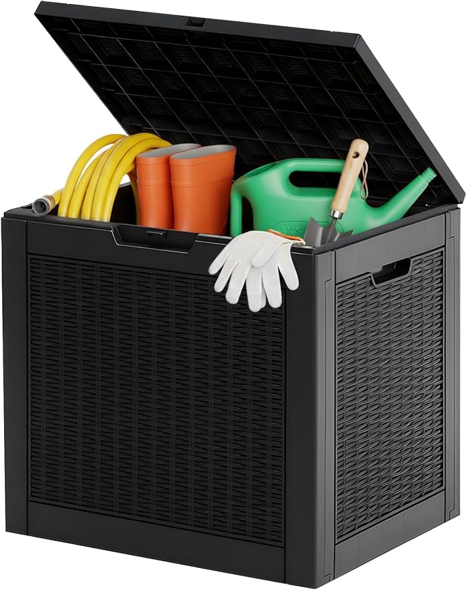 NEWBULIG 31 Gallon Deck Box, Weatherproof Resin Lockable Outdoor Storage by NEWBULIG