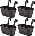 OBTANIM 4 Pack Metal Hanging Flower Pots Iron Railing Planter Outdoor Fence by OBTANIM