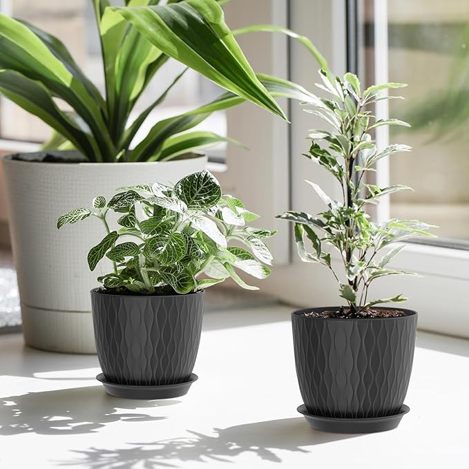 7 inch Plant Pots, 5 Pack Flower Pots - Image 7