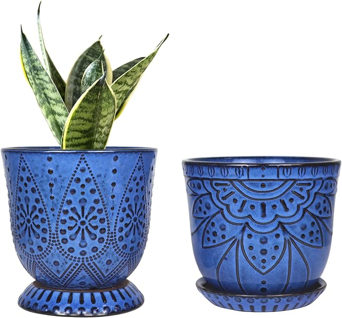 Gepege 6 Inch Beaded Ceramic Planter Set of 2 by Gepege