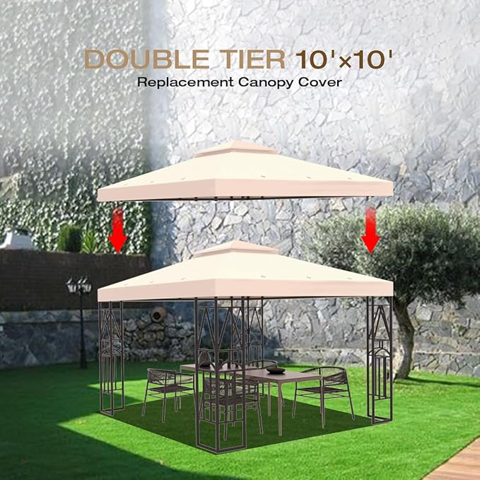 10x10 Canopy Replacement Top Double Tiered Gazebo Cover - Image 6