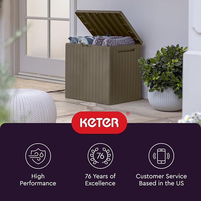 Keter City 30 Gallon Resin Outdoor Storage Box & Patio Side Table - Image 11