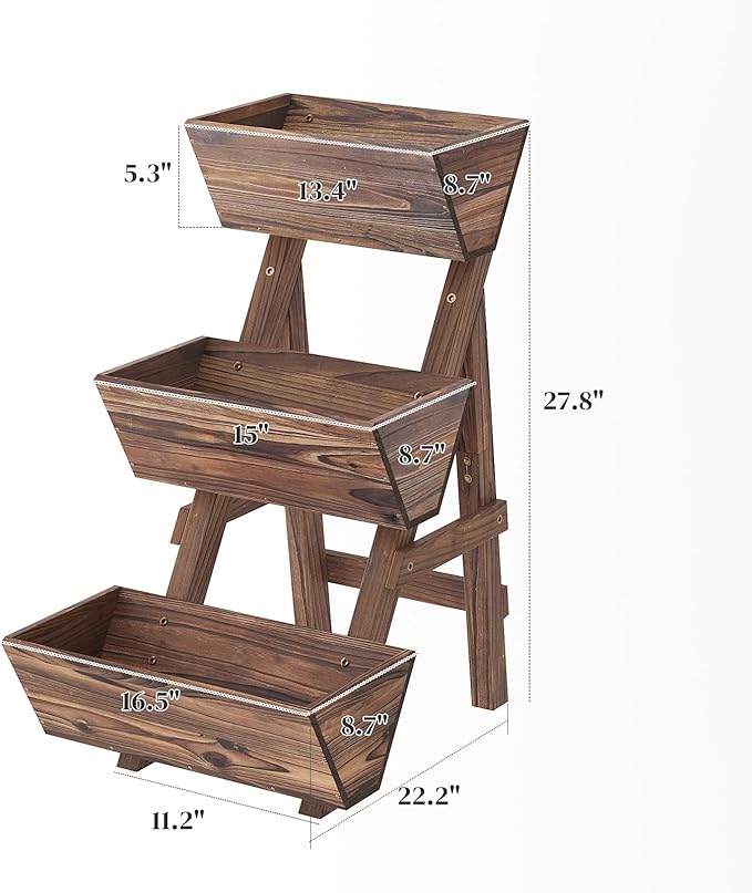 3-Tier Wooden Vertical Raised Garden Bed - Image 2